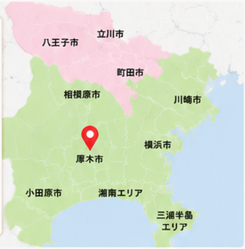 神奈川県全域と町田市、八王子市、立川市の対応エリア図